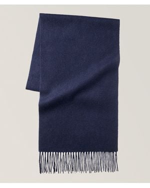 Harry Rosen Solid Cashmere Fringed Scarf - Blue