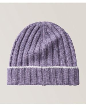 Brunello Cucinelli Tipped Ribbed Cashmere Beanie - Purple