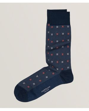 Marcoliani Tie Flowers Cotton-Blend Crew Socks - Blue