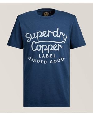 Superdry Copper Label Script Slub Cotton T-Shirt - Blue