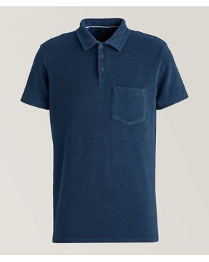 Benson Hanlan Stretch Terry Cotton Polo - Blue