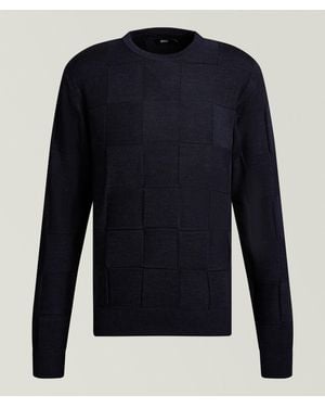 Benson Basketweave Merino Wool Sweater - Blue