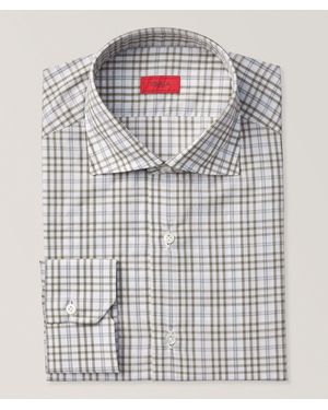 Isaia Mix Check Cotton Dress Shirt - Grey