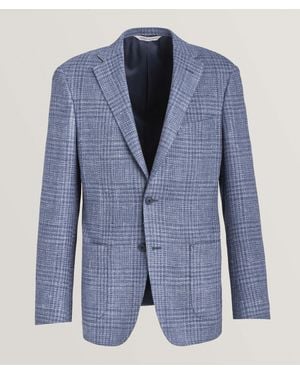 Samuelsohn Tonal Plaid Stretch-Wool Blend Sport Jacket - Blue