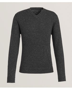 RAFFI Cashmere V-Neck Pullover Sweaters - Black