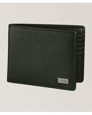 BOSS Grained Leather Bifold Wallet - Black