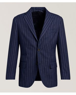 Eleventy Striped Wool-Blend Sport Jacket - Blue