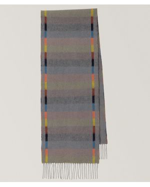 Paul Smith Bright Tracks Lambswool Scarf - Grey
