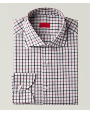 Isaia Mix Check Cotton Dress Shirt - Brown