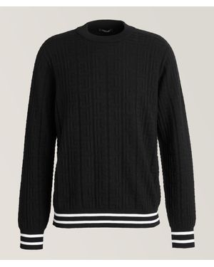 Balmain Monogrammed Wool Crewneck Sweater - Black