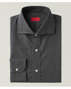 Isaia Mix Solid Cotton Dress Shirt - Black