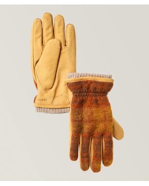 Hestra Noah Plaid Wool-Blend & Leather Gloves - Metallic