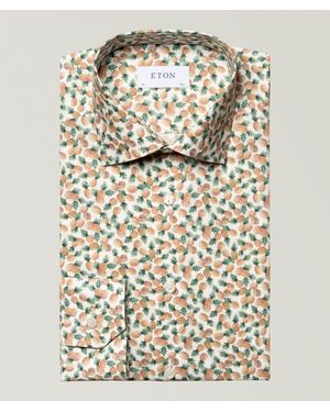 Eton Slim Fit Pineapple Print Cotton Tencel Shirt - Natural