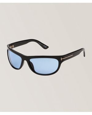 Tom Ford Anders Wraparound Rectangular Sunglasses - Blue