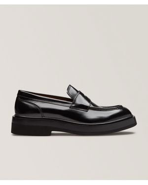 Santoni Gunder Leather Penny Loafers - Black