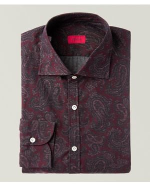 Isaia Mix Floral Paisley Cotton Dress Shirt - Purple