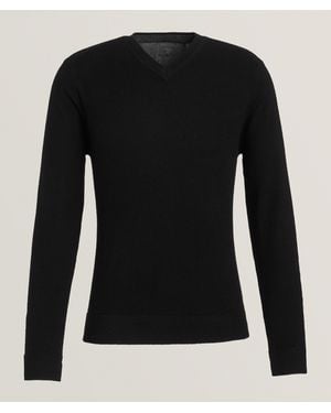 RAFFI Cashmere V-Neck Pullover Sweaters - Black