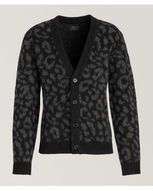 Neuw Brushed Leo Print Cotton-Blend Cardigan - Black