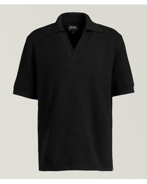 A.P.C. Livio Johnny Collar Knitted Polo - Black
