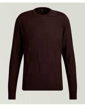 Benson Basketweave Merino Wool Sweater - Brown