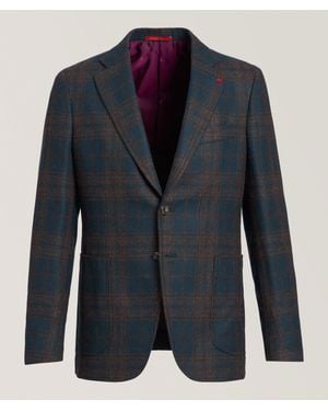 Isaia Capri Windowpane Wool-Blend Sport Jacket - Blue
