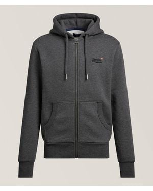Superdry Embroidered Logo Full-Zip Hooded Sweatshirt - Grey