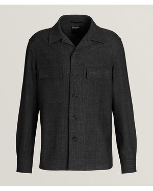 ZEGNA Oasi Cashmere-Linen Overshirt - Black