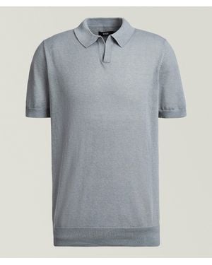 Benson Linen-Blend Johnny Collar Polo - Grey