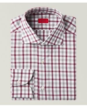 Isaia Mix Check Cotton Dress Shirt - Red