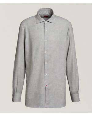 Isaia Cotton-Cashmere Mix Shirt - Grey
