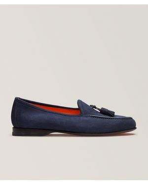 Santoni Tassel Suede Loafers - Blue