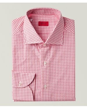 Isaia Mix Seersucker Check Cotton Dress Shirt - Pink