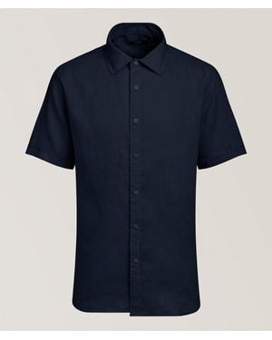 Benson Short-Sleeve Linen Shirt - Blue