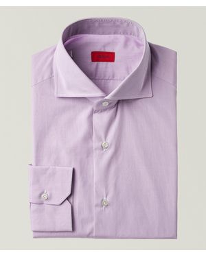 Isaia Mix Solid Cotton Dress Shirt - Purple