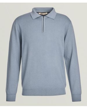 Maurizio Baldassari Virgin Wool Quarter-Zip Polo - Blue