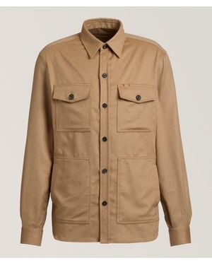 Isaia Camel Four-Pocket Overshirt - Brown