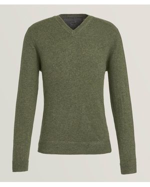 RAFFI Cashmere V-Neck Pullover Sweaters - Green