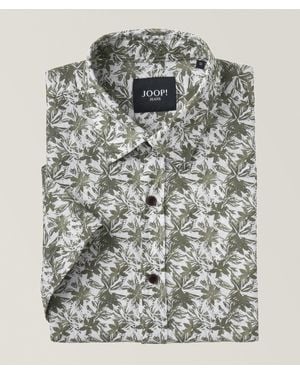Joop! Haris Botanical Palms Cotton-Linen Sport Shirt - Grey