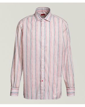 Isaia Stripe Cotton Shirt - Pink