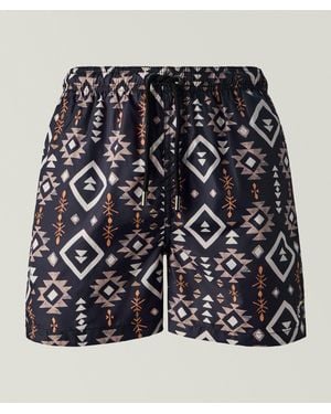 TOOCO Artisanal Geometric Printed Swim Shorts - Black