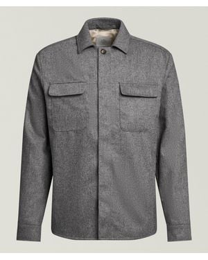 Eleventy Mãlange Wool-Cashmere Overshirt - Grey