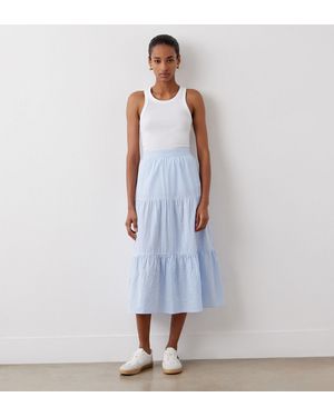 Finery London Esha Tiered Cotton Midi Skirt - Blue
