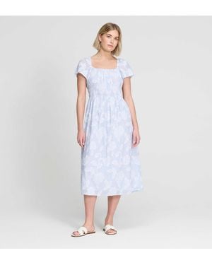 Finery London Maia Jacquard Stripe Shirred Waist Midi Dress - White