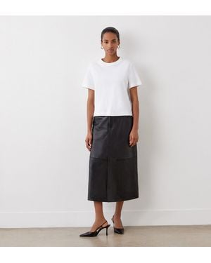 Finery London Sylvia High Waisted Leather Midi Skirt - White