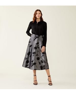 Finery London Naia Taffeta Midi Skirt - Black