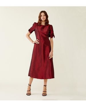 Finery London Liora Taffeta Midi Dress - Red