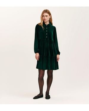 Finery London Rosanna Velvet Short Dress - Green