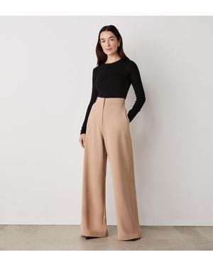 Finery London Addie Wide Leg Trousers - Natural