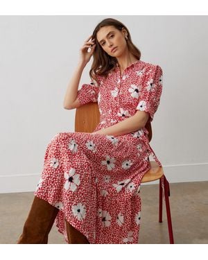 Finery London Estelle Midi Shirt Dress - Red