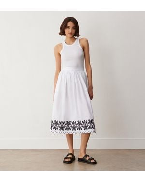 Finery London Yolanda Cotton Embroidered Midi Skirt - White